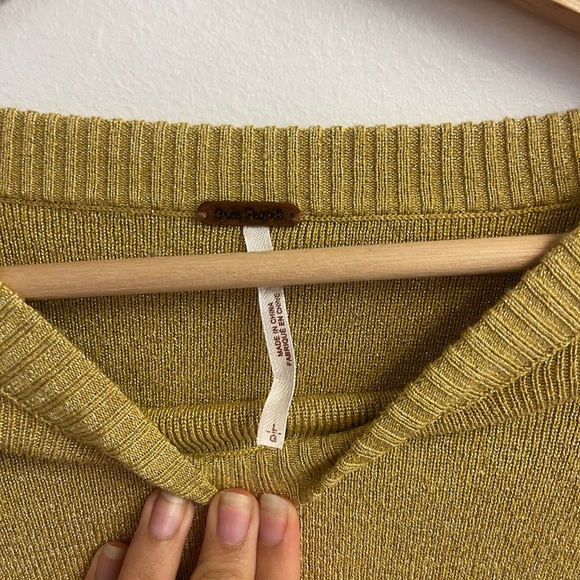 Free people let it shine balloon sleeve sweater yellow size large - Picture 6 of 6